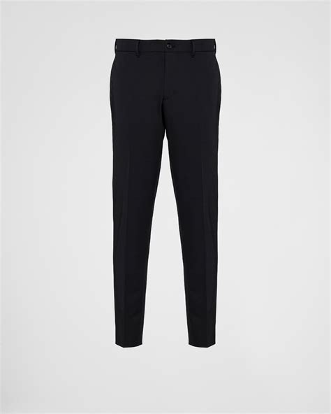 Prada: Black Techno Stretch Trousers 